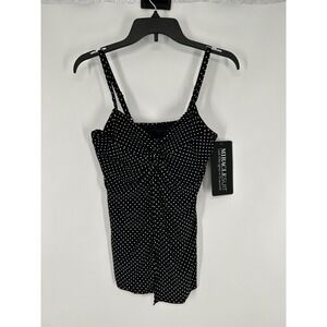 Miraclesuit Pin Point Love Knot Swimwear Women's Size 8 Black Polka Dot 6518547